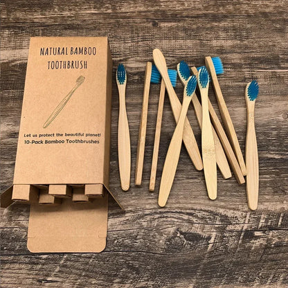 10pack l Cepillo de dientes de bambú natural