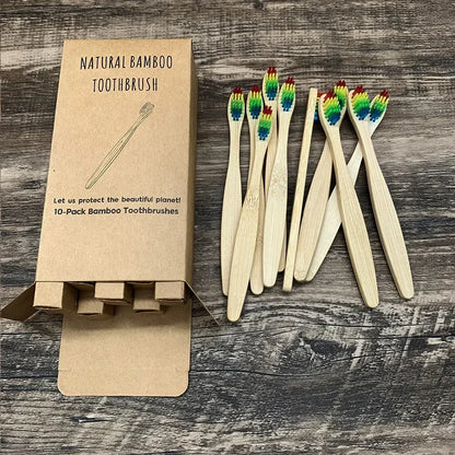 10pack l Cepillo de dientes de bambú natural